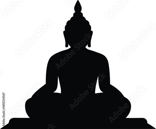 Zen Buddha Vector Silhouette, Mindfulness and Peace Icon