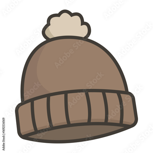 Cartoon winter hat with pom-pom on transparent background. Cozy seasonal clipart for design projects, educational materials, fashion-themed graphics, and festive printables