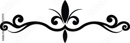 Elegant Scroll Divider Silhouette Vector, Classic Ornamental Design