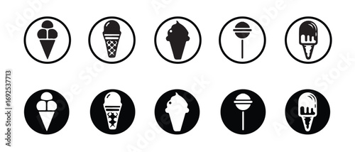 Ice cream icon set, cone Ice cream logo silhouette,  ice cream logo, silhouette ice cream soft logo design, different ice cream icon, ice cream icon clip, vector illustration EPS 10.