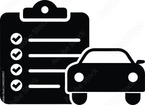 Car Service Maintenance List Vector, Automotive Shop Management Icon