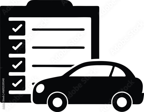 Vehicle Service List Silhouette, Car Repair Schedule Icon