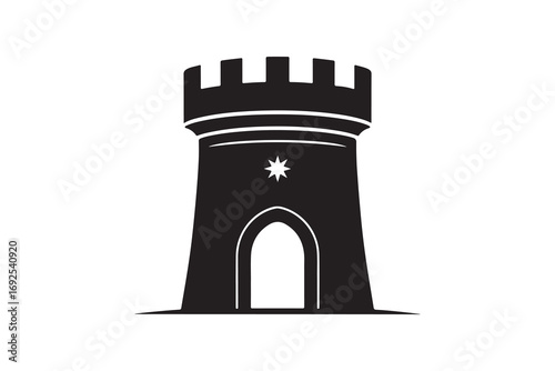 Medieval Castle Tower Silhouette Design Fortress Tower Vector Art Illustration