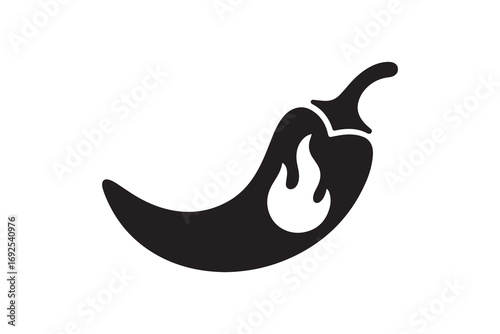 Chili Pepper Flame Silhouette Vector Hot Chili Pepper Fire Icon Design