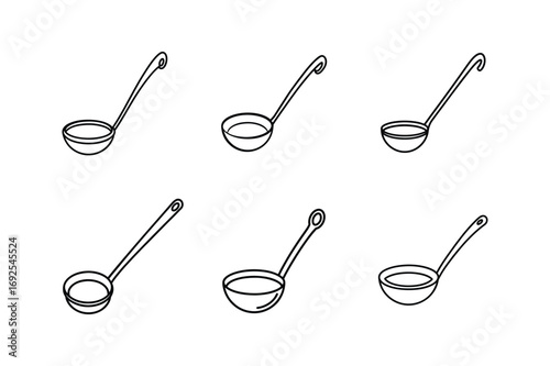 soup ladle icon line art vector illustration