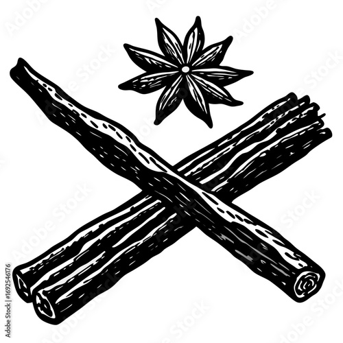 vanilla pods and cinnamon sticks