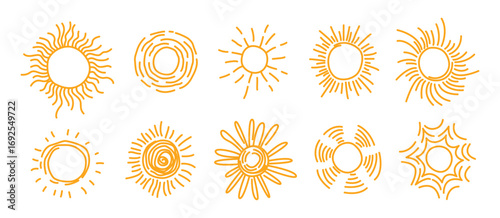 Sun icons in naive childish style