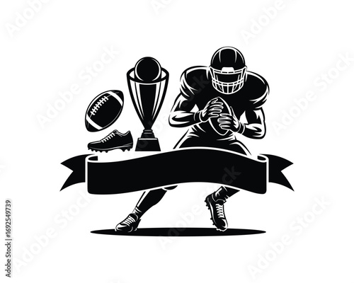 American football  NFL games today game player with trophy and ball on white background