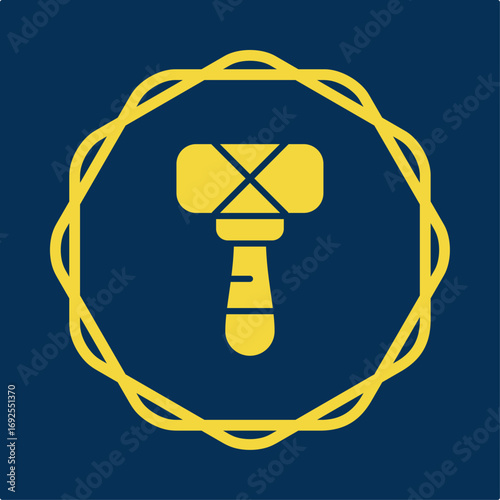 Hammer tool symbol trendy artwork useful vector Illustration circle design ravishing colorful background