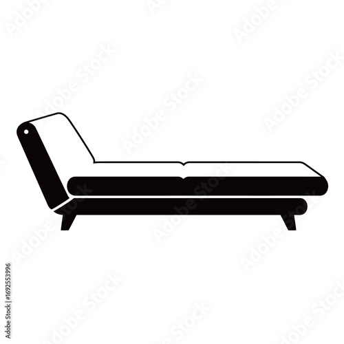 black and white silhouette of a sofa bed vector on a white background