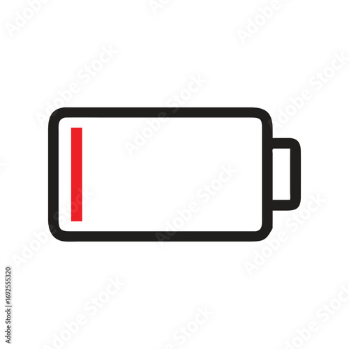 empty battery icon front side in white background