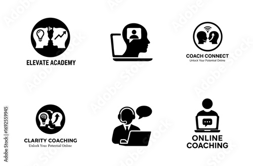 Online Coaching and Business Mentoring Icons Set