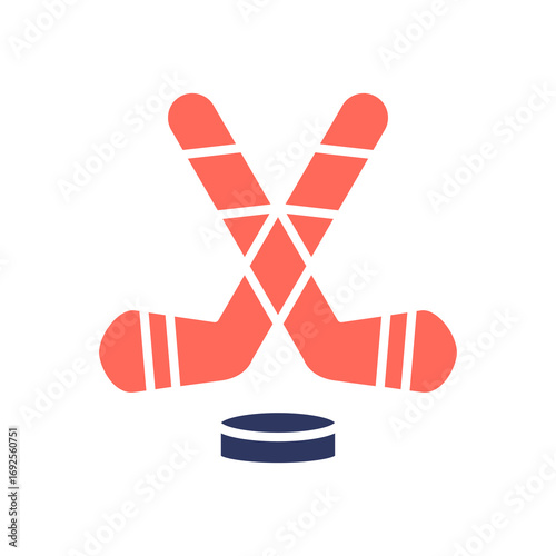 Ice Hockey glyph color icon