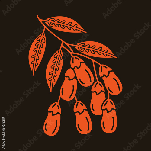 Branch with nuts symbol artwork trendy useful vector Illustration design handsome colorful background
