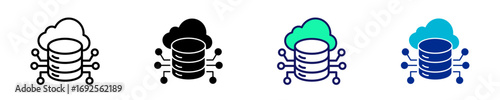 Cloud Database  Icon Set Multiple Style Collection