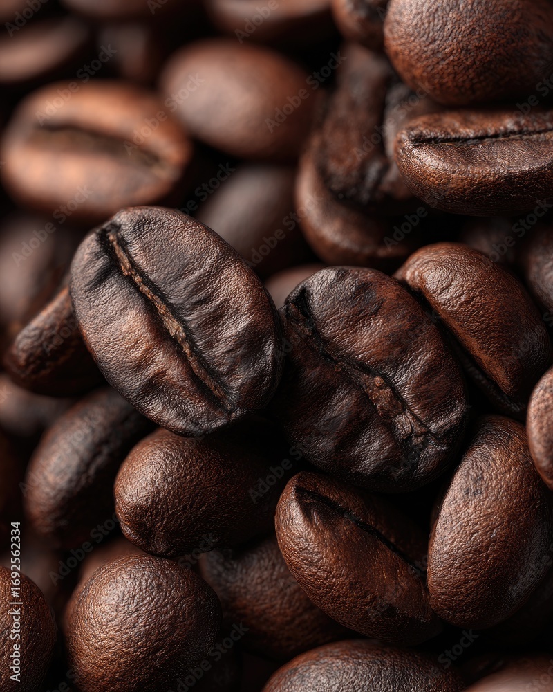Naklejka premium Close-up of roasted coffee beans
