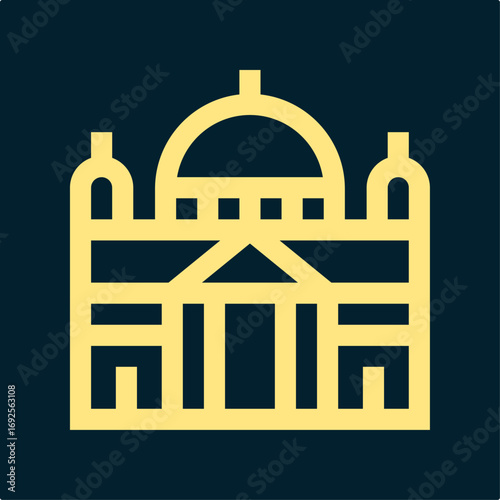 Building with dome symbol artwork trendy useful vector Illustration design pretty colorful background