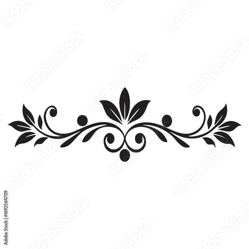 Elegant floral divider ornate design element.