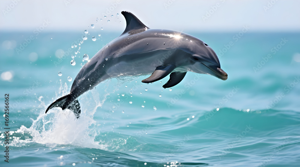 Fototapeta premium Playful Dolphin Jumping Out of the Ocean