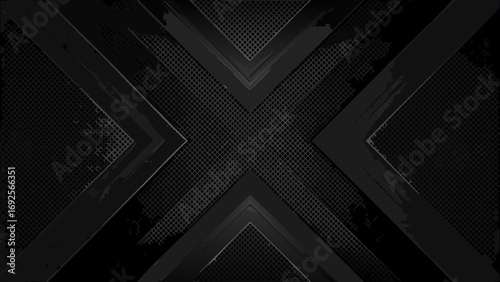 Dark abstract geometric background with brushed metal and perforated texture