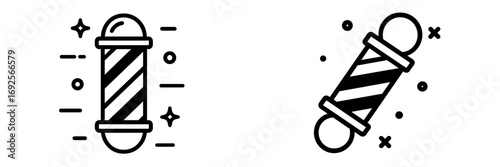 Classic barbershop pole sign in a simple line art style for hair salon and men's grooming concepts