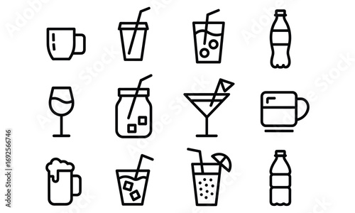 Beverage Icons With Coffee Cup Wine Glass and Beer Mug vector untitled