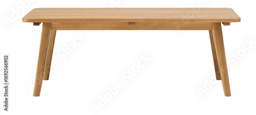 Minimalist Square wooden table with straight front and straight corners cut out isolated transparent background
