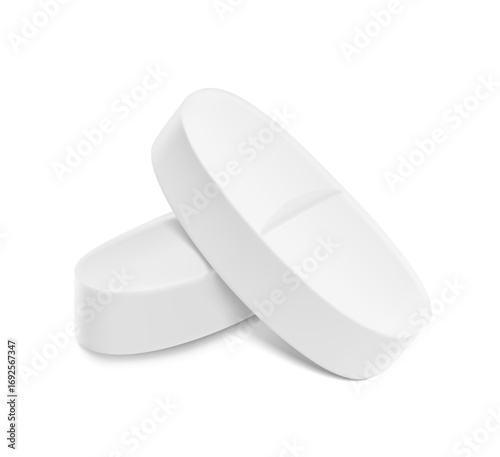 Cuadro en lienzo Realistic flat oval tablet pill mockup