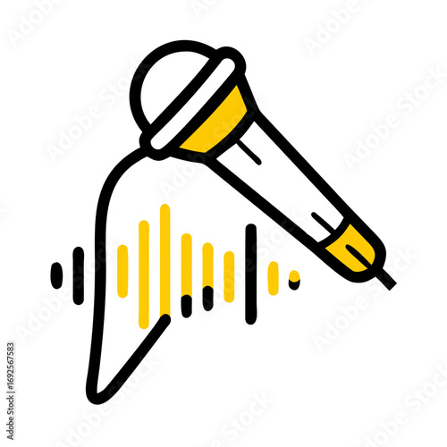 Microphone with Sound Levels Equalizer hand drawing icon for web and graphic design