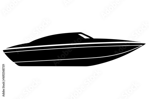 Sleek, modern speed boat silhouette with racing stripes