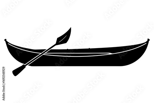 Silhouette of a canoe with a paddle