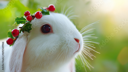 Rabbit with Christmas Holly Headband