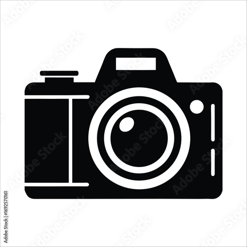 camera silhouette vector icon isolated on white background   