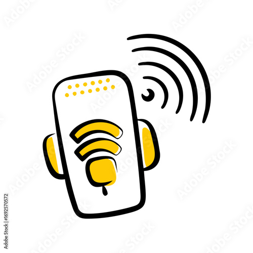 Podcast Streaming Service with Device hand drawing icon for web and graphic design