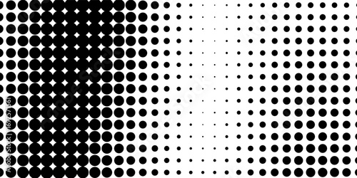 Grunge halftone gradient background. Faded grit noise texture. White and black sand wallpaper. Retro pixelated backdrop. Anime or manga style comic overlay. Vector graphic design texture