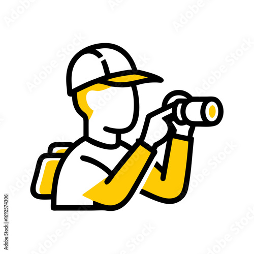 Soldier Binoculars Scouting Gear hand drawing icon for web and graphic design