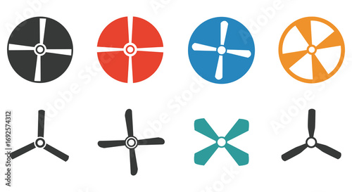 colorful propellers arranged in two rows showing variety