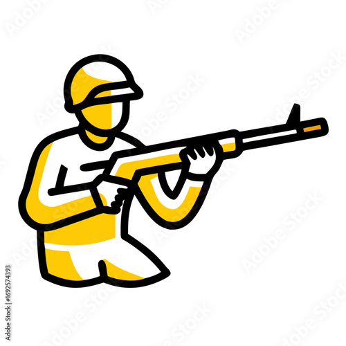 Soldier Tactical Rifle Gun hand drawing icon for web and graphic design