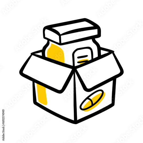 Supplement Pack Box hand drawing icon for web and graphic design