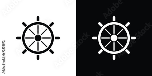 Ship wheel icon logo. simple graphic symbols
