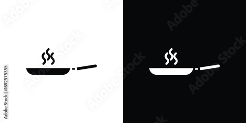 Frying pan icon logo. simple graphic symbols