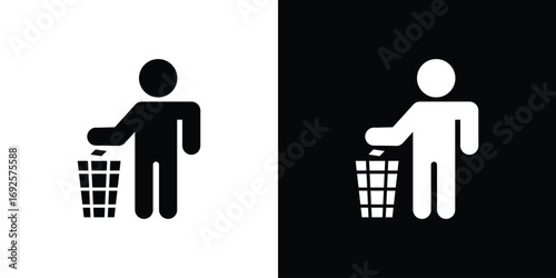 Waste Bin icon logo. simple graphic symbols