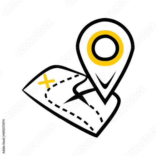 War Zone Location Map Pin hand drawing icon for web and graphic design
