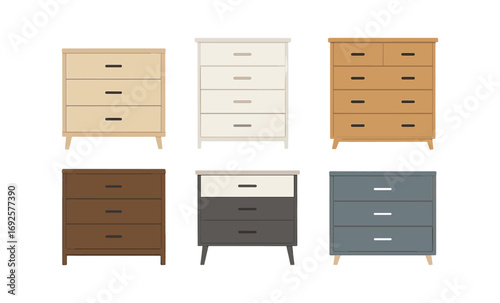 Diverse minimalist dressers in warm tones