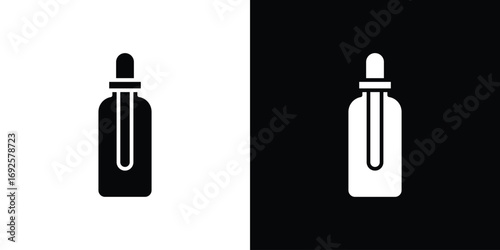 Oil dropper bottle icon logo. simple graphic symbols