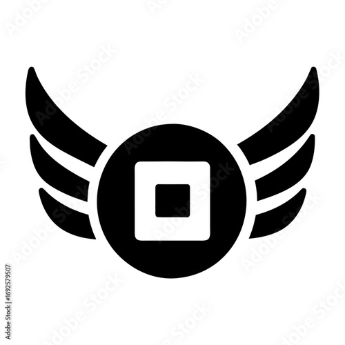 Retro floppy disk silhouette with wings icon vector