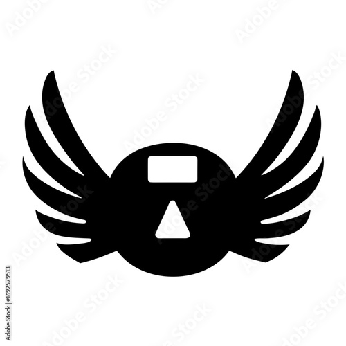 Retro floppy disk with wings silhouette graphic vector