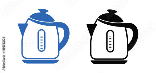 Sleek black and blue electric kettle with a modern design and comfortable handle