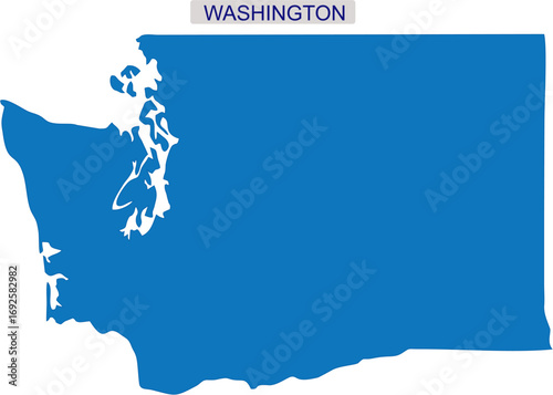 Solid map of Washington an USA or or America State
