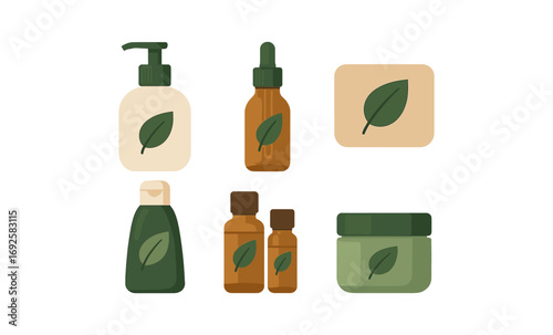 Eco-friendly cosmetic packaging with leaf motif and gradient effect in modern style